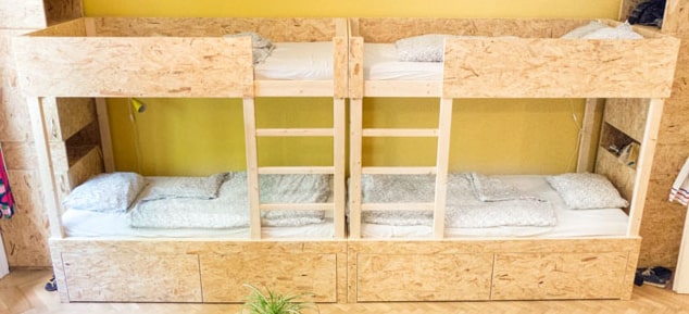 Self-made hostel bunk bed